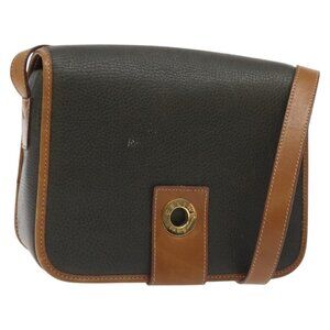 Authentic CELINE Shoulder Bag Leather Khaki Gold